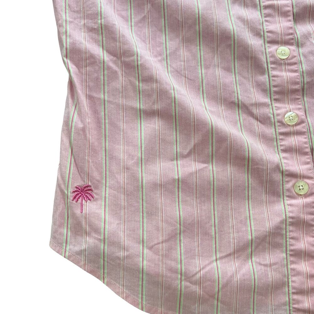 LILLY PULITZER Pink Striped Fitted Shirt Has Stretch Woman's Size 4 - Picture 13 of 15